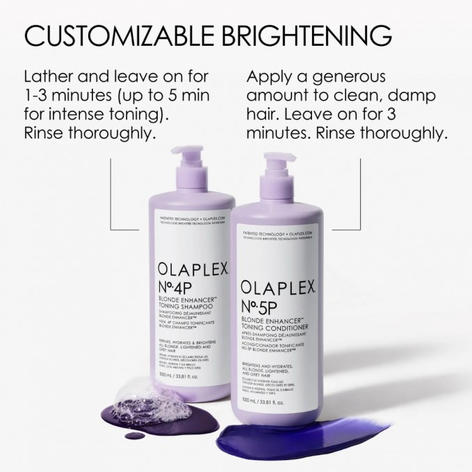 Olaplex - Pachet reparare par blond cu pigment violet No.4P (1L) + No.5P (1L)