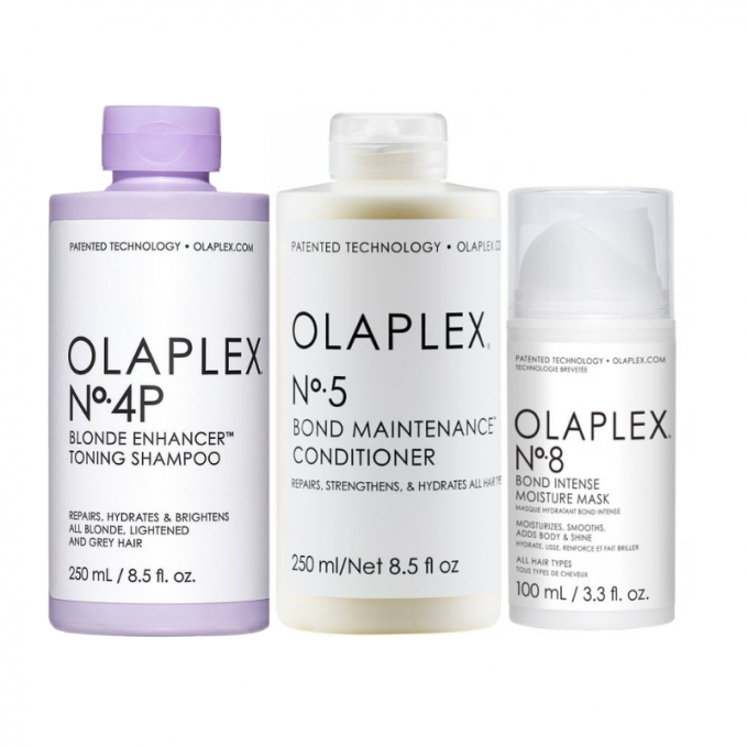 Olaplex - Pachet reparare,mentinere si hidratare intensa par blond No.4P,No.5,No.8