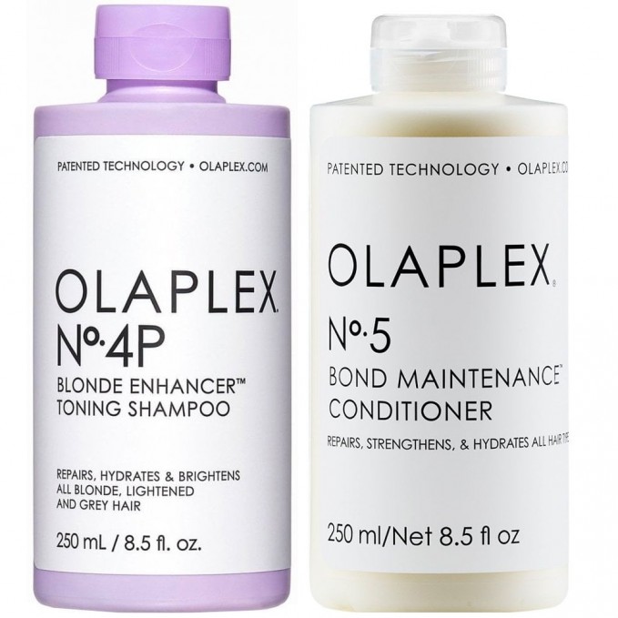 Olaplex - Pachet reparare si mentinere par blond No.4P, No.5